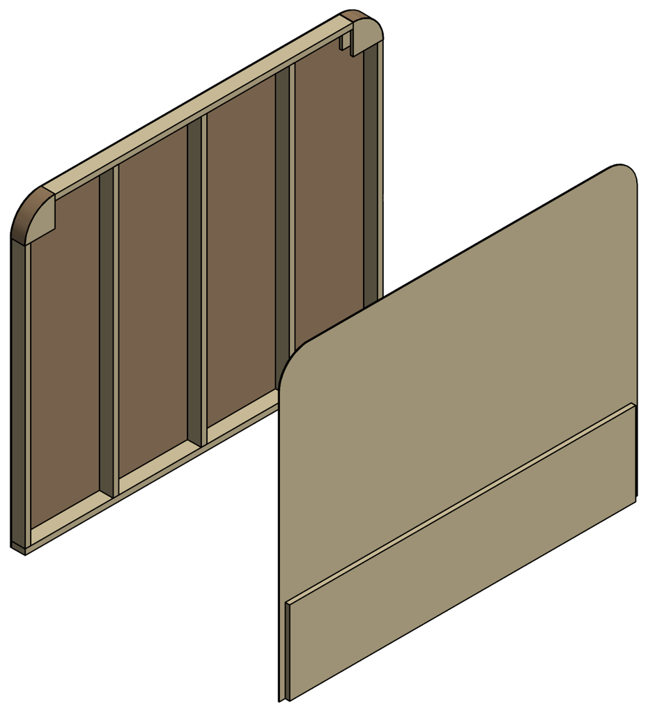 Hoofdbord Alex Classico model 2 - HBA2CLASSICO - B=2500mm, H=1000mm, D=100mm